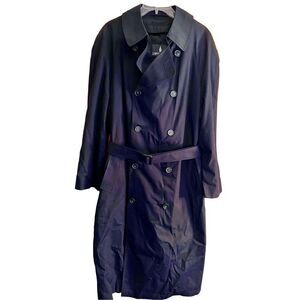 London Fog Trench Coat Mens Navy Blue Sz 38S Made In USA